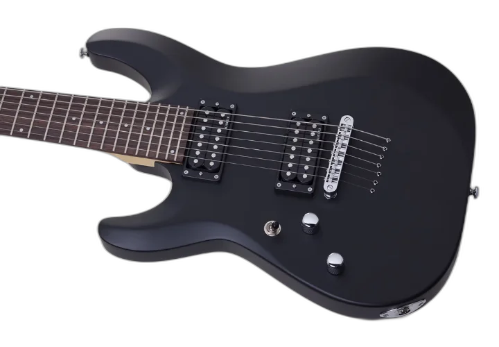 Guitarra Schecter C-7 Deluxe LH Satin Black com Captadores Schecter Diamond Plus HH e Ponte Tune-O-Matic String-Thru 439
