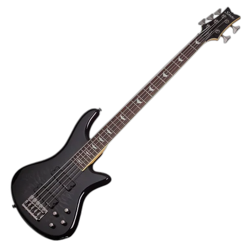 Contrabaixo Schecter Stiletto Extreme-5 5 Cordas See-Thru Black Top Maple Figured Captadores Diamond Bass Humbucker Eletrônica Ativa 2 Bandas 2504