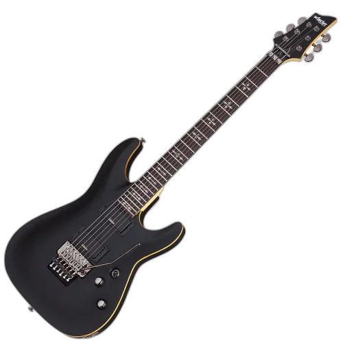 Guitarra Schecter Demon-6 FR Aged Black Satin com Captadores Schecter Diamond Active HB-105S HH e Ponte Floyd Rose Special Series 3661