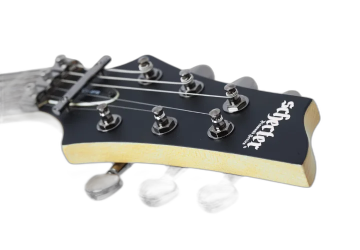 Guitarra Schecter Demon-6 FR Aged Black Satin com Captadores Schecter Diamond Active HB-105S HH e Ponte Floyd Rose Special Series 3661