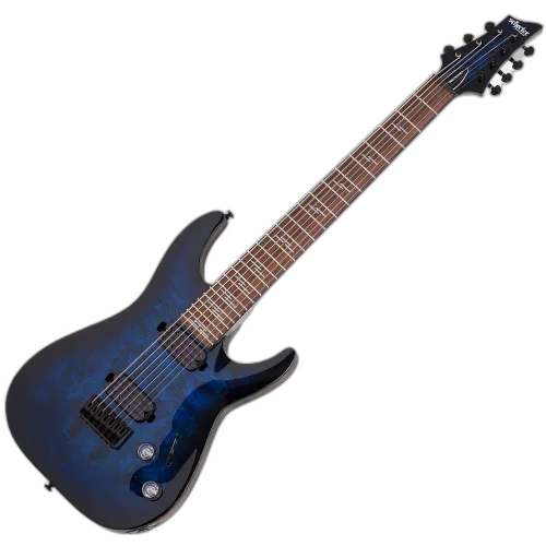 Guitarra Schecter Omen Elite-7 See Thru Blue Burst Black Cherry Burst Captadores Diamond Heretic Eletrônica 7 Cordas 2458