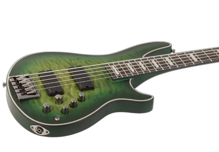 Contrabaixo Schecter Daniel Firth Hellraiser Extreme-5 Signature Cthulhu Burst Satin com Captadores Fishman Fluence Bass Soapbar e Ponte Schecter Custom Bass String Thru 378