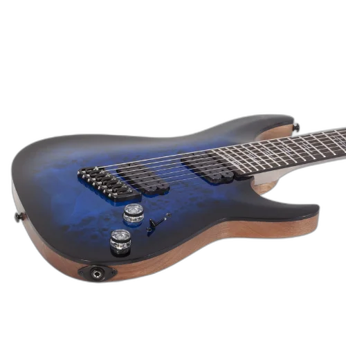 Guitarra Schecter Omen Elite-7 MS See-Thru Blue Burst Captadores Diamond Heretic Eletrônica 7 Cordas 2464