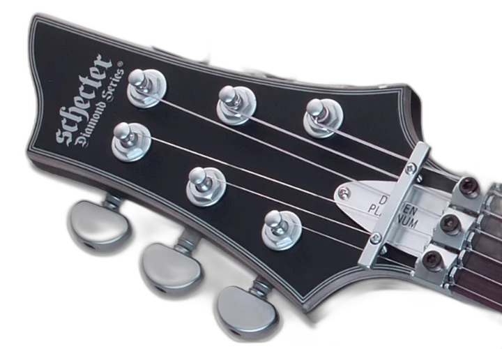 Guitarra Schecter Damien Platinum-6 FR-S LH Satin Black com Captadores Schecter Diamond Active HB-105S e Sustainiac e Ponte Floyd Rose Special Series 1190