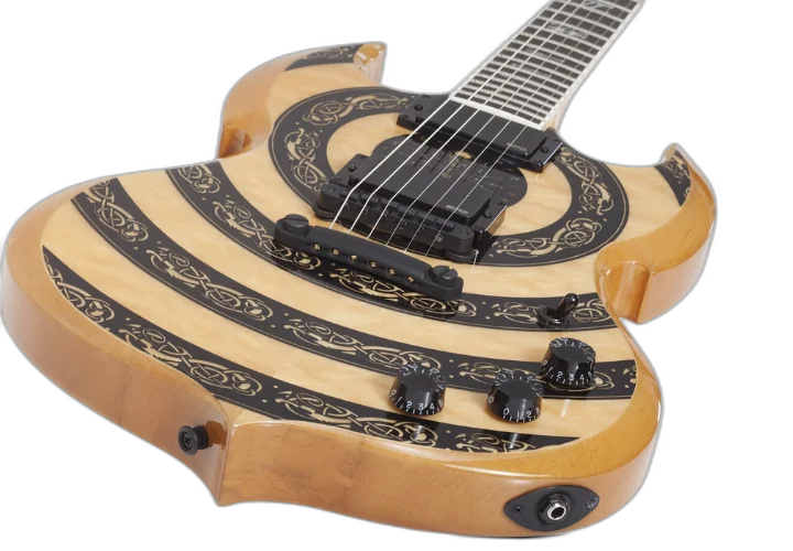 Guitarra Schecter Wylde Audio Barbarian Norse Dragon Raw Top com Captadores EMG 81/85 e Ponte TonePros Tune-O-Matic 4574