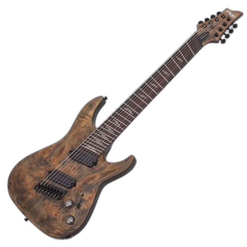 Guitarra Schecter Omen Elite-8 Multiscale Charcoal com Captadores Schecter Diamond Heretic HH e Ponte Hipshot Hardtail 2466