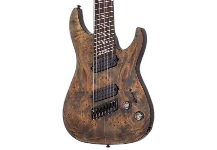 Guitarra Schecter Omen Elite-8 Multiscale Charcoal com Captadores Schecter Diamond Heretic HH e Ponte Hipshot Hardtail 2466