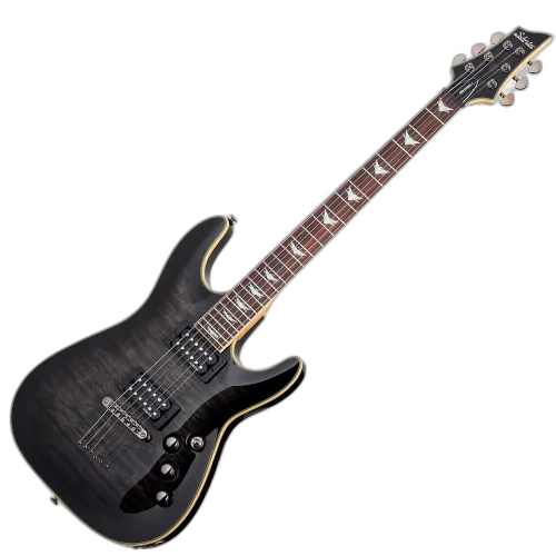 Guitarra Schecter Omen Extreme-6 See-Thru Black com Captadores Diamond Plus HH e Ponte Tune-O-Matic String-Thru 2025