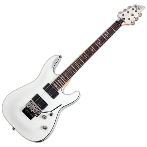Guitarra Schecter Demon-6 FR Vintage White com Captadores Diamond Active HB-105S HH e Ponte Floyd Rose Special 3246
