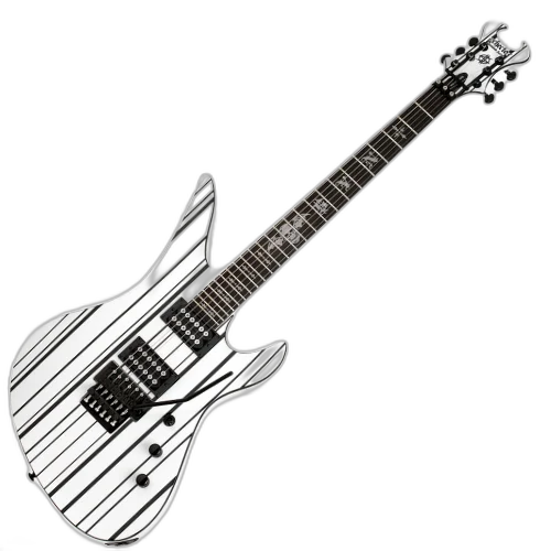 Guitarra Schecter Synyster Standard Gloss White with Black Pinstripes WH/BK com Captadores Schecter Diamond Synyster Gates Signature HH e Ponte Floyd Rose Special 'Hot Rod' 1746