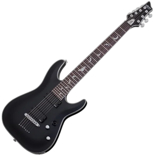 Guitarra Schecter Damien Platinum-7 SBK Satin Black 7 Cordas com Captadores EMG 81/60 HH e Ponte Tune-O-Matic 1185