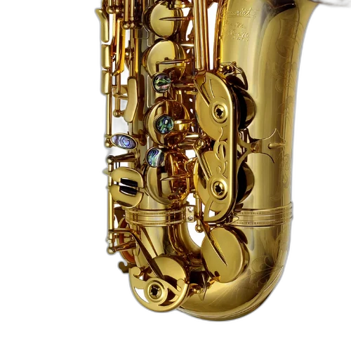 Saxofone Alto P. Mauriat System-76 II AGL Gold Lacquer com Tudel Super VI e Campana Gravada Manualmente