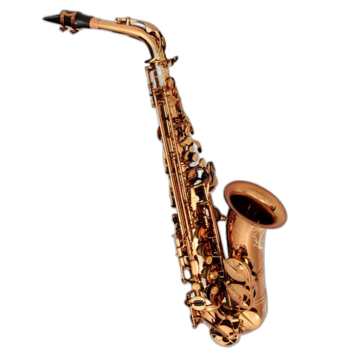 Saxofone Alto Cannonball AVR-L Vintage Reborn Dark Amber Lacquer com Campana One-Piece Hand-Hammered e Chaves Vintage-Inspired com Pedras Semipreciosas e Gravações Manuais