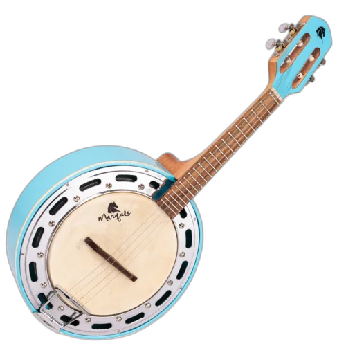 Banjo Eletroacústico Marquês BAJ-88BLEL Azul Brilho com Aro Cromado Pele Caprina 8" Captador Passivo e Som Percussivo Penetrante