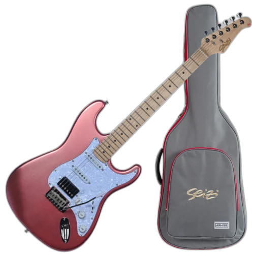 Guitarra Seizi Vintage Budokan HSS Rose Gold com Captadores Seizi Jutsu Alnico V Ponte Flutuante 2 Pivôs Ferragens Cromadas e Bag 10360778