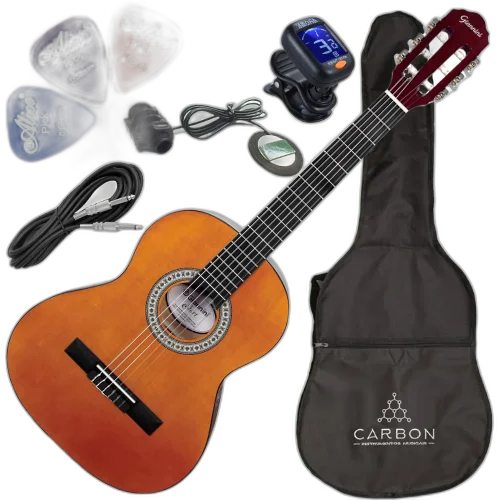 Kit Violão Eletroacústico Giannini Start N6 3/4 Natural Nylon com Captador Piezo Tampo Linden Natural Gloss