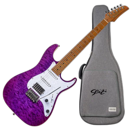 Guitarra Seizi Katana Musashi Plus Amethyst Purple com Captadores Seizi Jutsu Alnico V HSS Ponte Flutuante 2 Pivôs e Bag 10361248