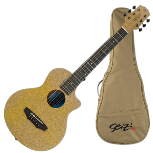 Violão Acústico Seizi Fun Panda Aço Desert Gold Sparkle com Madeira Sapele Laminado e Bag 10360976