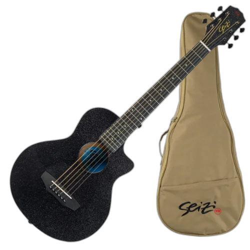 Violão Acústico Seizi Fun Panda Aço Midnight Black Sparkle com Madeira Sapele Laminado e Bag 10360982