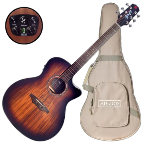 Violão Eletroacústico Seizi Supreme Ryu Mirai Cutaway Koa Burst Satin com Pré Seizi Mirai Efeitos e Bag Armor 10360540