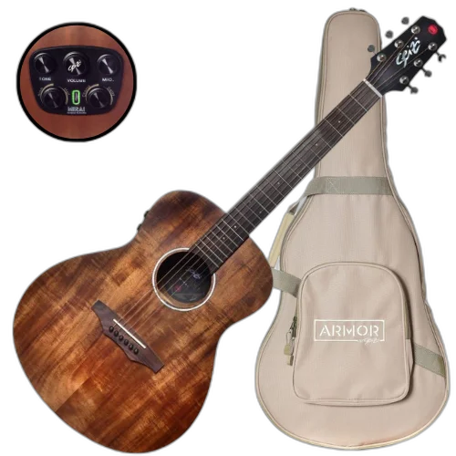 Violão Eletroacústico Seizi Supreme Mini Ryu Mirai Koa com Tampo Koa Sólido Pré Seizi Mirai Efeitos Reverb/Delay/Chorus Desplugado e Bag Armor 10360354