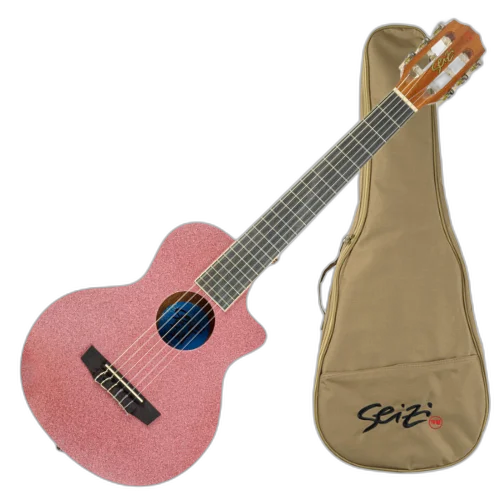 Violão Acústico Seizi Fun Panda Nylon Rose Gold Sparkle com Madeira Sapele Laminado e Bag 10360964