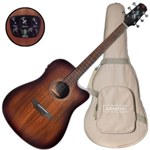 Violão Eletroacústico Seizi Supreme Kaiju Mirai Koa Burst com Tampo Koa Sólido Pré Seizi Mirai Efeitos Reverb/Delay/Chorus Desplugado e Bag Armor 10360605