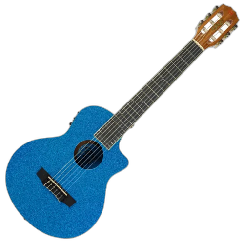Violão Eletroacústico Seizi Fun Panda Nylon Royal Blue Sparkle com Captador Ativo e Madeira Sapele Laminado e Bag 10360969