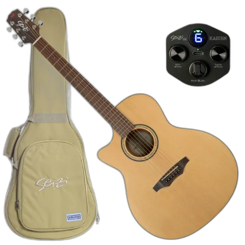 Violão Eletroacústico Seizi Canhoto Originals Ryu Cutaway Spruce Natural com Captador Seizi Kaizen Recarregável Aço Madeira Mahogany Laminado e Bag 10361109