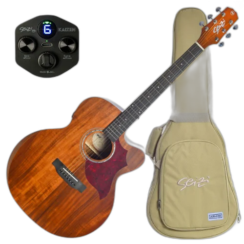 Violão Eletroacústico Seizi Neo Shogun Kaizen Cutaway Koa com Captador Seizi Kaizen Recarregável Cordas de Aço Madeira Koa Laminado e Bag 10360584