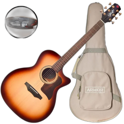 Violão Eletroacústico Seizi Supreme Ryu Cutaway Honeyburst Gold com Tampo Spruce Sólido Pré Fishman Sonitone e Bag Armor 10360607