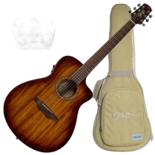 Violão Eletroacústico Seizi Zen Cutaway Kaizen Plus Koa Burst Gloss com Captador Seizi Kaizen Plus Recarregável Cordas de Aço Madeira Koa Laminado e Bag 10360930