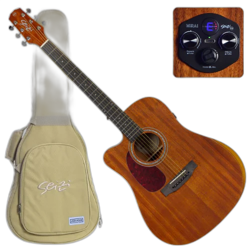 Violão Eletroacústico Canhoto Seizi Neo Tokyo Mirai Cutaway Mahogany Satin com Captador Seizi Mirai Cordas de Aço Madeira Mogno Laminado e Bag 10360768