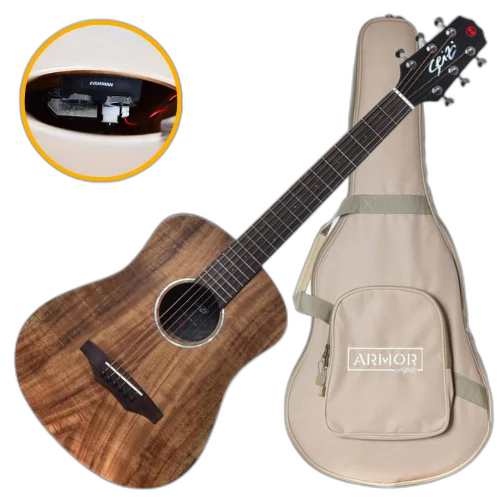 Violão Eletroacústico Seizi Supreme Baby Kaiju Koa com Captador Fishman Sonitone Cordas de Aço Madeira Koa Sólido e Bag 10360348