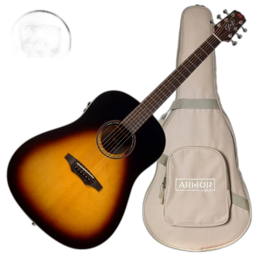 Violão Eletroacústico Seizi Supreme Kaizen Plus Okami Vintage Sunburst com Tampo Spruce Sólido Pré Kaizen Plus Bateria Recarregável e Bag Armor 10361144