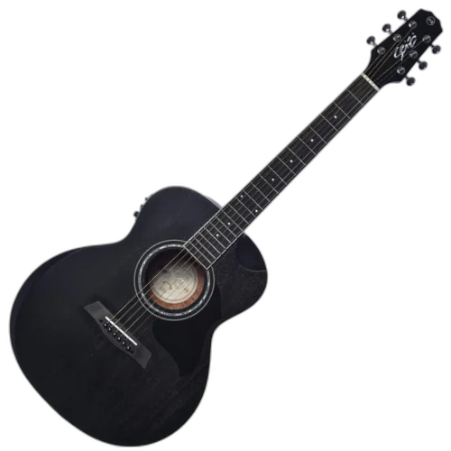 Violão Eletroacústico Seizi Mini Neo Nagoya Open Pore Black com Captador Seizi Mirai Recarregável Cordas de Aço Madeira Mahogany Laminado e Bag 10360575