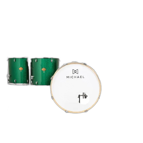 Bateria Acústica Michael Legacy DML424 Sparkle Green SGR Shell Pack com Casco em Poplar e Acabamento em Celuloide