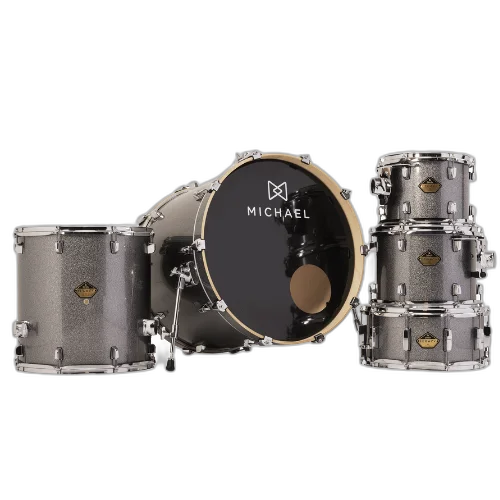 Bateria Michael Legacy Birch DMB522 22" Bright Grey Shell Pack com Sistema Suspensão M.S.3 Arruelas Nylon e Acessórios de Afinação