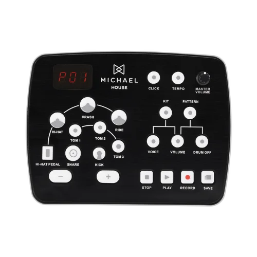 Bateria Eletrônica Michael House DMX250 com Módulo de Som Customizável e Acessórios para Estudo Silencioso