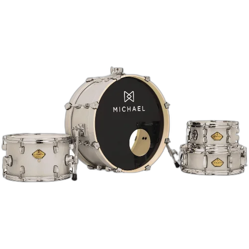 Bateria Michael Legacy Slim DML410 20" Sparkle Silver Shell Pack com Air Float System Pés Telescópicos Automático Trava e Tom Extra Opcional