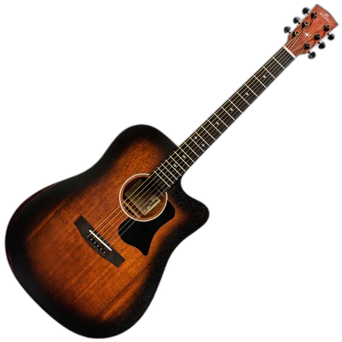 Violão Eletroacústico Michael Enigma VME630 TB (Tobacco Burst) com Tampo Spruce Pré Michael Cleverly Tarraxas Matte Black Die Cast Encordoamento Aço e Acabamento Open Pore