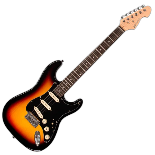 Guitarra Michael GMS400 ST Luminis SNT Sunburst com Corpo Basswood Braço Maple e Captadores Michael Velvet Alnico Single Coil SSS