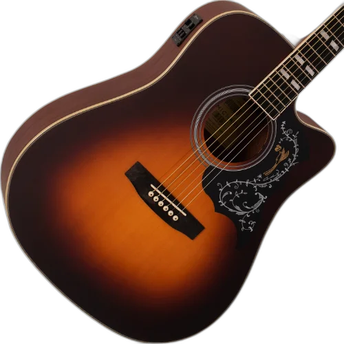 Violão Eletroacústico Michael Folk Freebird VMF440 SV (Sunburst Top) com Tampo Spruce Pré Michael Cleverly Tarraxas Die Cast Encordoamento Aço e Acabamento Brilhante