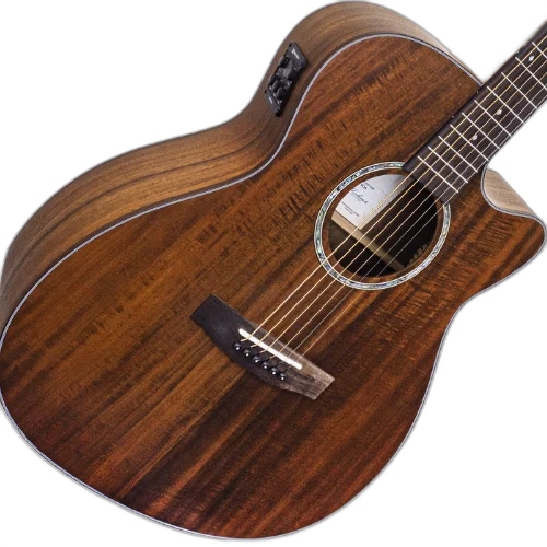 Violão Eletroacústico Michael Imperial Top Solid VMI540 OM Aço Cutaway Koa com Tampo Koa Sólido Equalizador Michael DUO Captação Dupla e Acabamento Open Pore