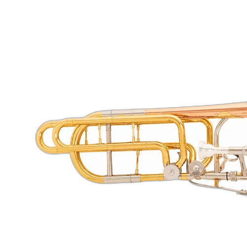 Trombone Baixo Michael WTBBM52 com 2 Rotores Afinação Bb F Eb D Acabamento Laqueado Vara Superdeslizante Bocal 12C Prateado Óleo Luva Flanela Case