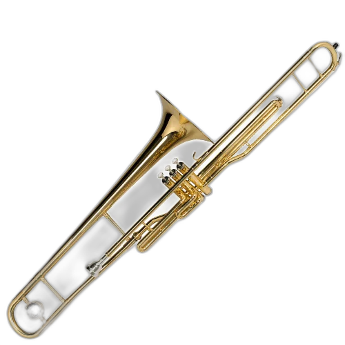 Trombone de Pisto Michael WTPM35N Afinação Bb 3 Válvulas Aço Inox Acabamento Laqueado Campana Ø205mm Calibre Ø12,7mm Botões Perolados Contrapeso Bocal Óleo Luva Case
