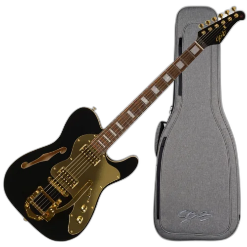 Guitarra Seizi Vintage Origami Black Gold Juliana Vieira com Corpo Basswood Captadores Seizi Jutsu Filtertron HH e Ponte Trêmolo Bigsby 10361134