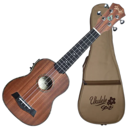 Ukulele Eletroacústico Seizi Maui Plus Soprano Tobacco com Bag Nut e Rastilho em Osso Encordoamento Aquila e Detalhes em Abalone 10360225