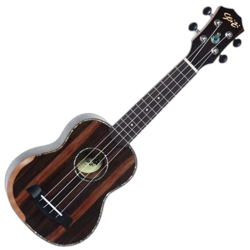 Ukulele Acústico Seizi Bora Bora Plus Soprano Ebony com Bag Nut e Rastilho em Osso Encordoamento Aquila e Detalhes em Abalone 10360194