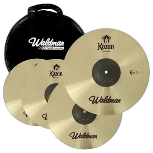 **Kit de Pratos Bateria Waldman Kozan KOZ-141620/B 14" 16" 20" com Liga B20 Som Equilibrado e Versátil Acabamento Natural Bronze